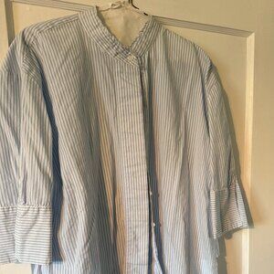 Who What Wear Blue and White Stripe Women's Blouse Tunic Size L